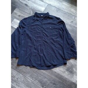 Jones Wear Sport Men's XL Navy Blue Roll Up Long Sleeve Button Up Top